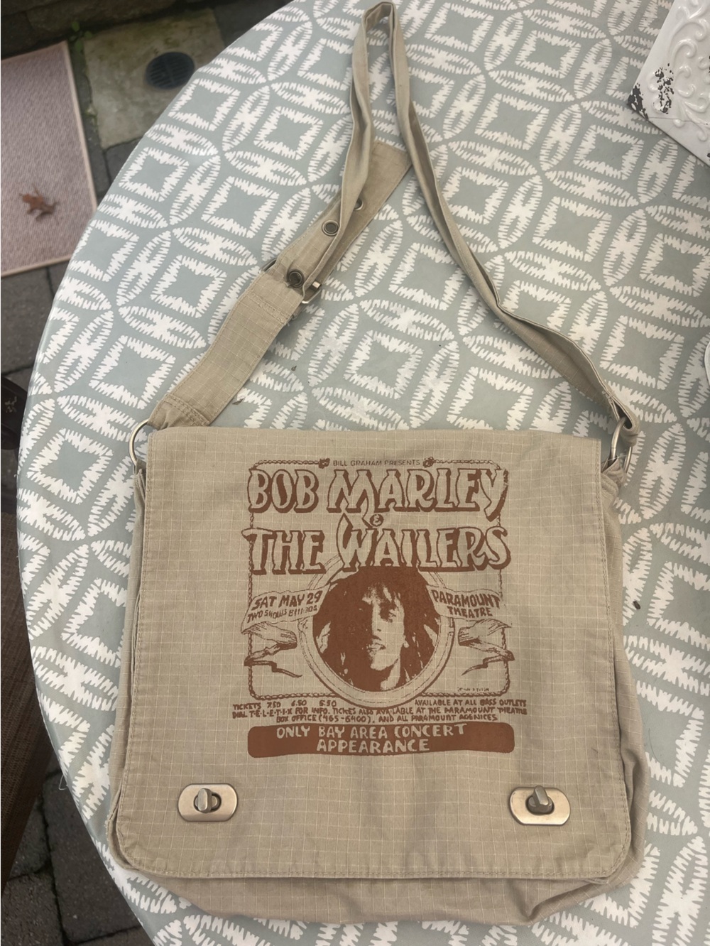 Bob Marley & The Wailers Beige Canvas Messenger Bag
